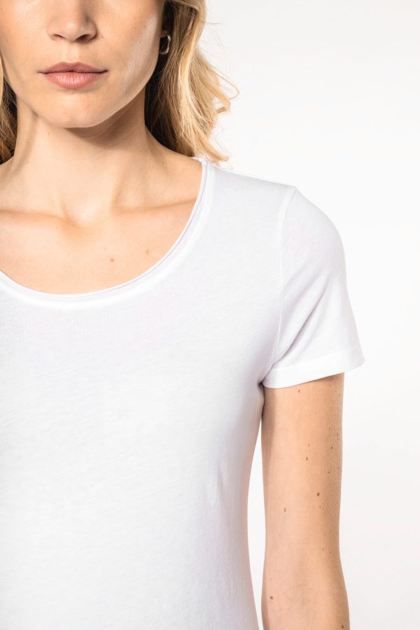 T-shirt Bio col à bords francs manches courtes femme – Image 1010
