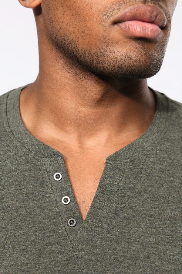 T-shirt écoresponsable henley manches courtes homme - 140 g – Image 3761