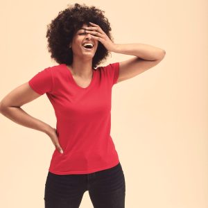 T-shirt femme col v Valueweight (61-398-0)