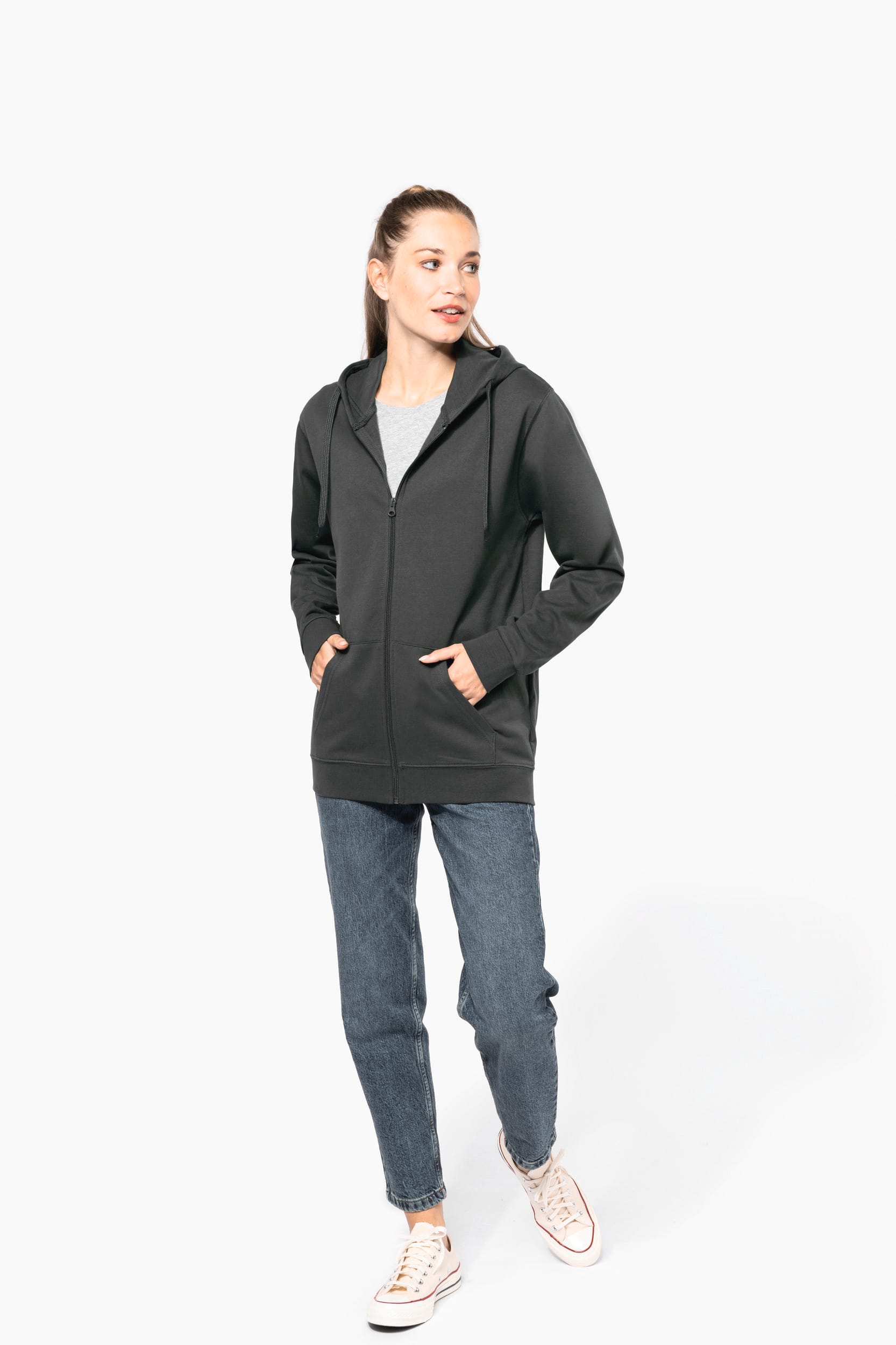 Sweat-shirt recyclé zippé à capuche unisexe – Image 524