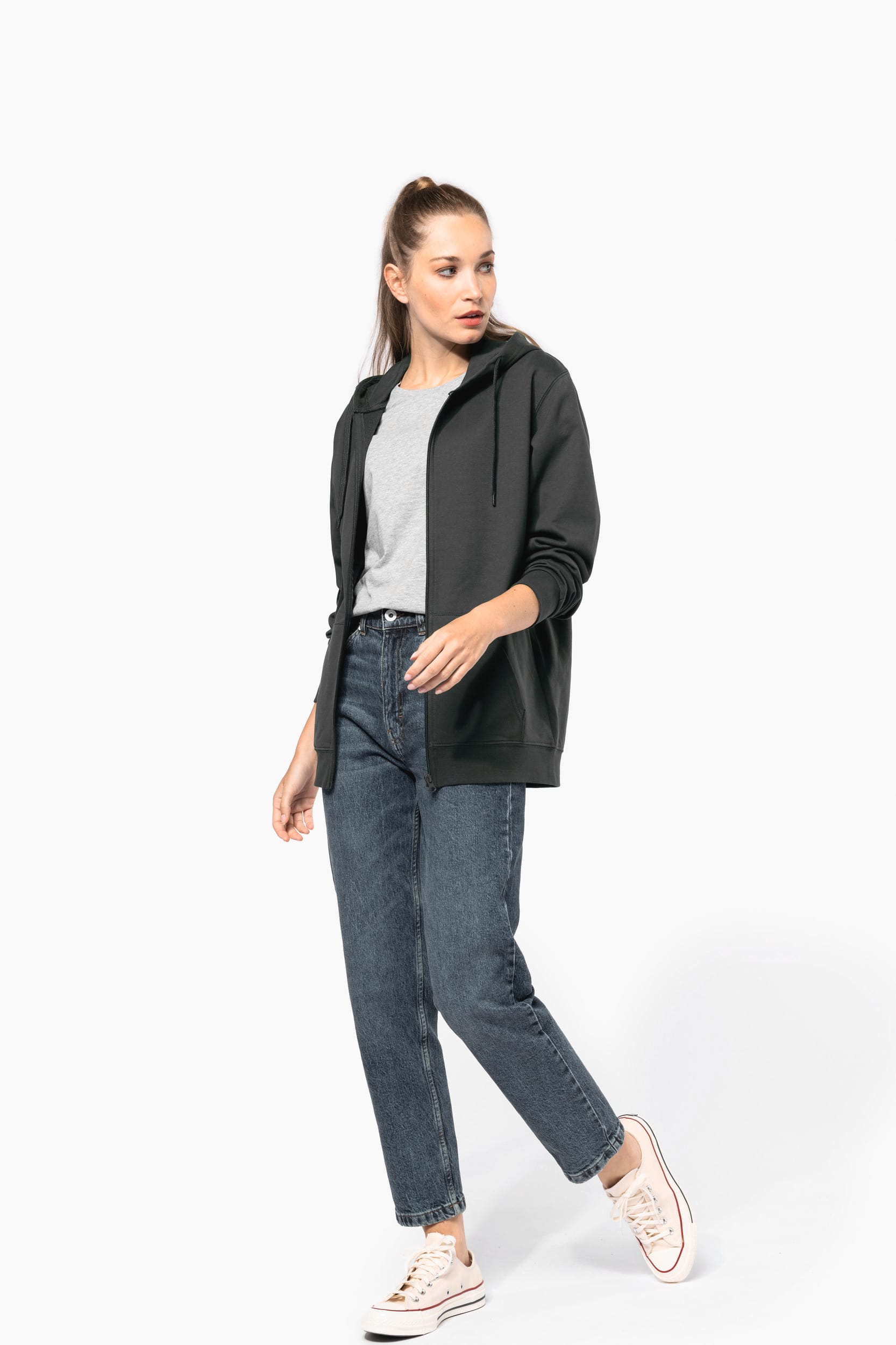 Sweat-shirt recyclé zippé à capuche unisexe – Image 525