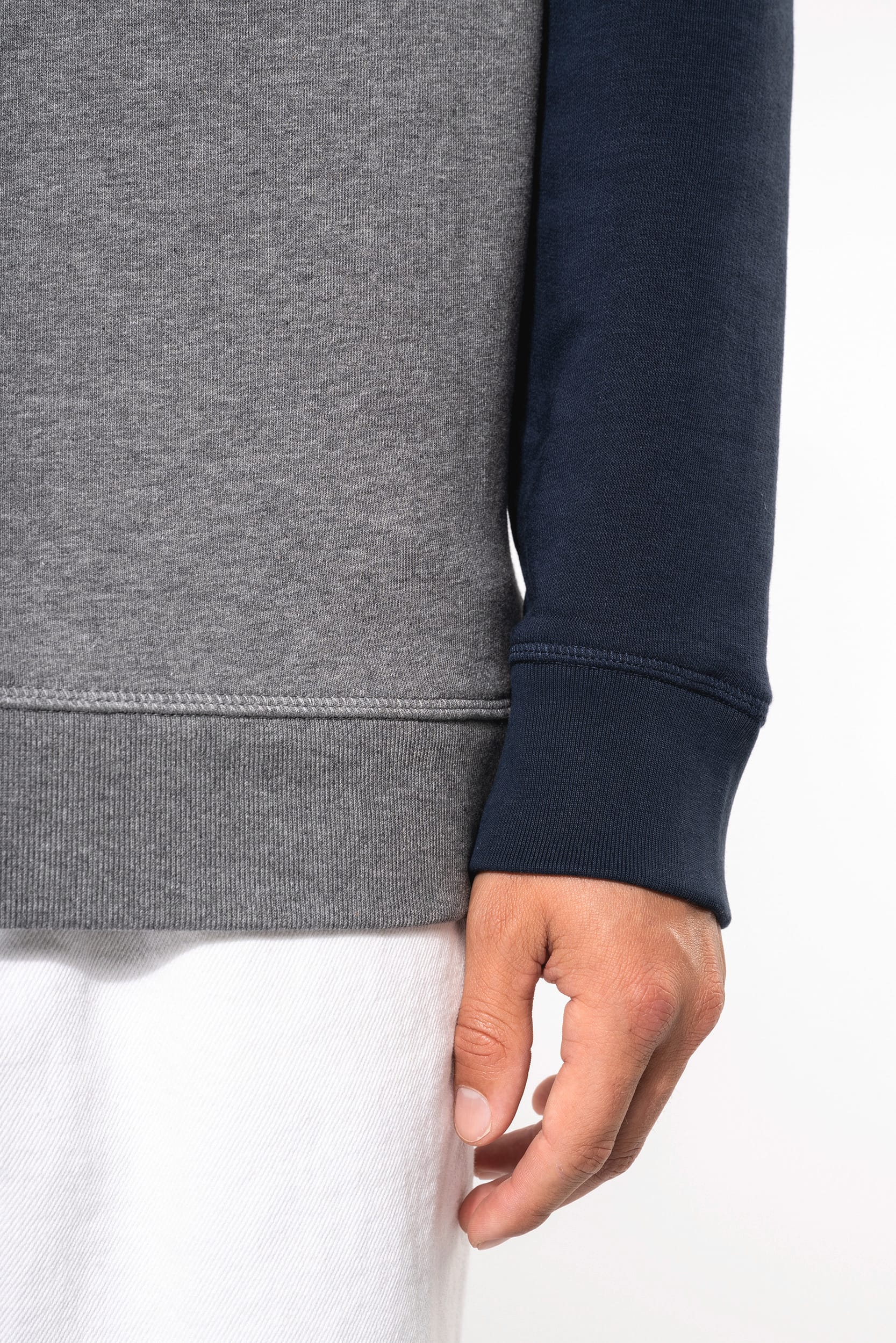 Sweat-shirt French Terry Bio bicolore col rond manches raglan homme – Image 233
