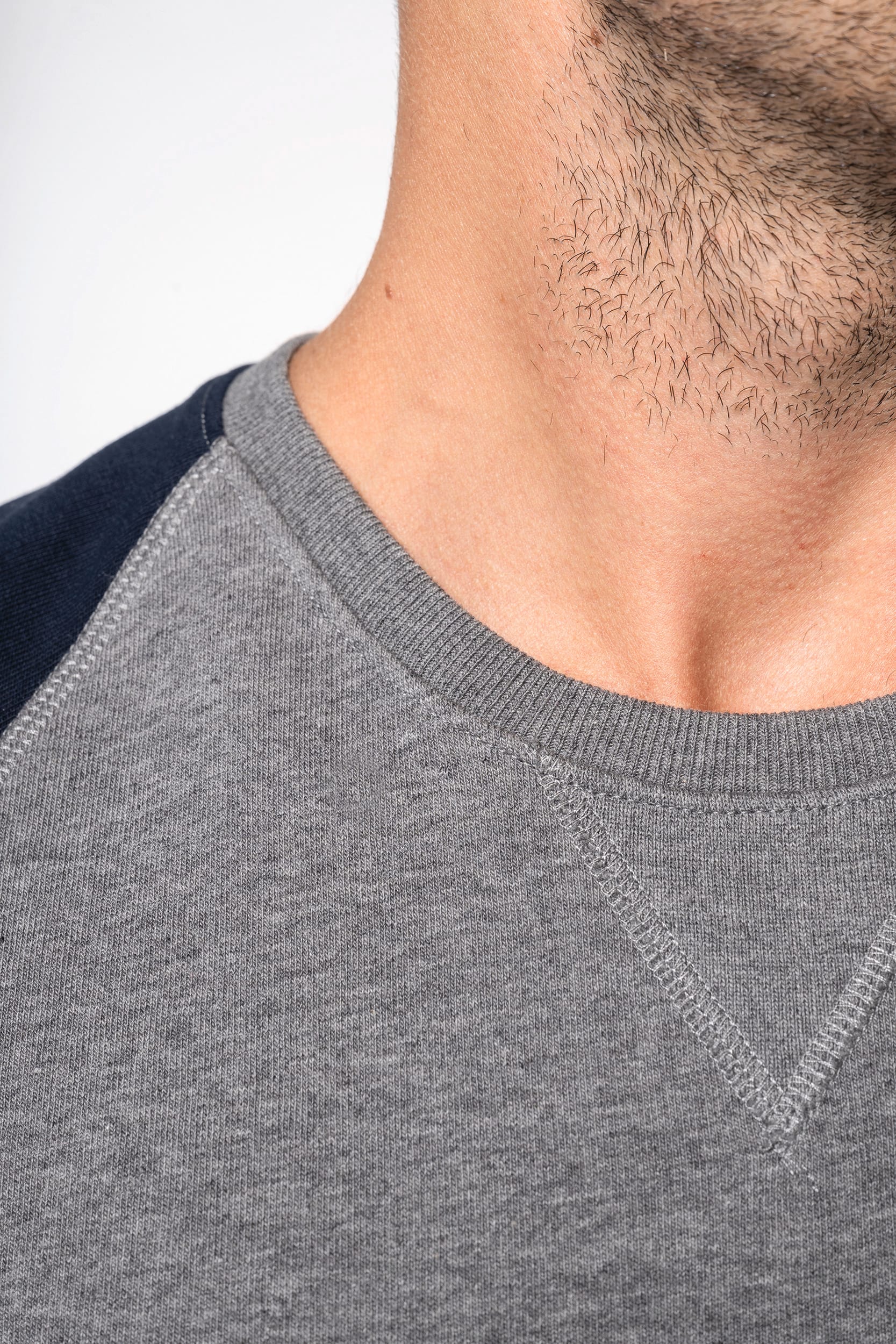 Sweat-shirt French Terry Bio bicolore col rond manches raglan homme – Image 230