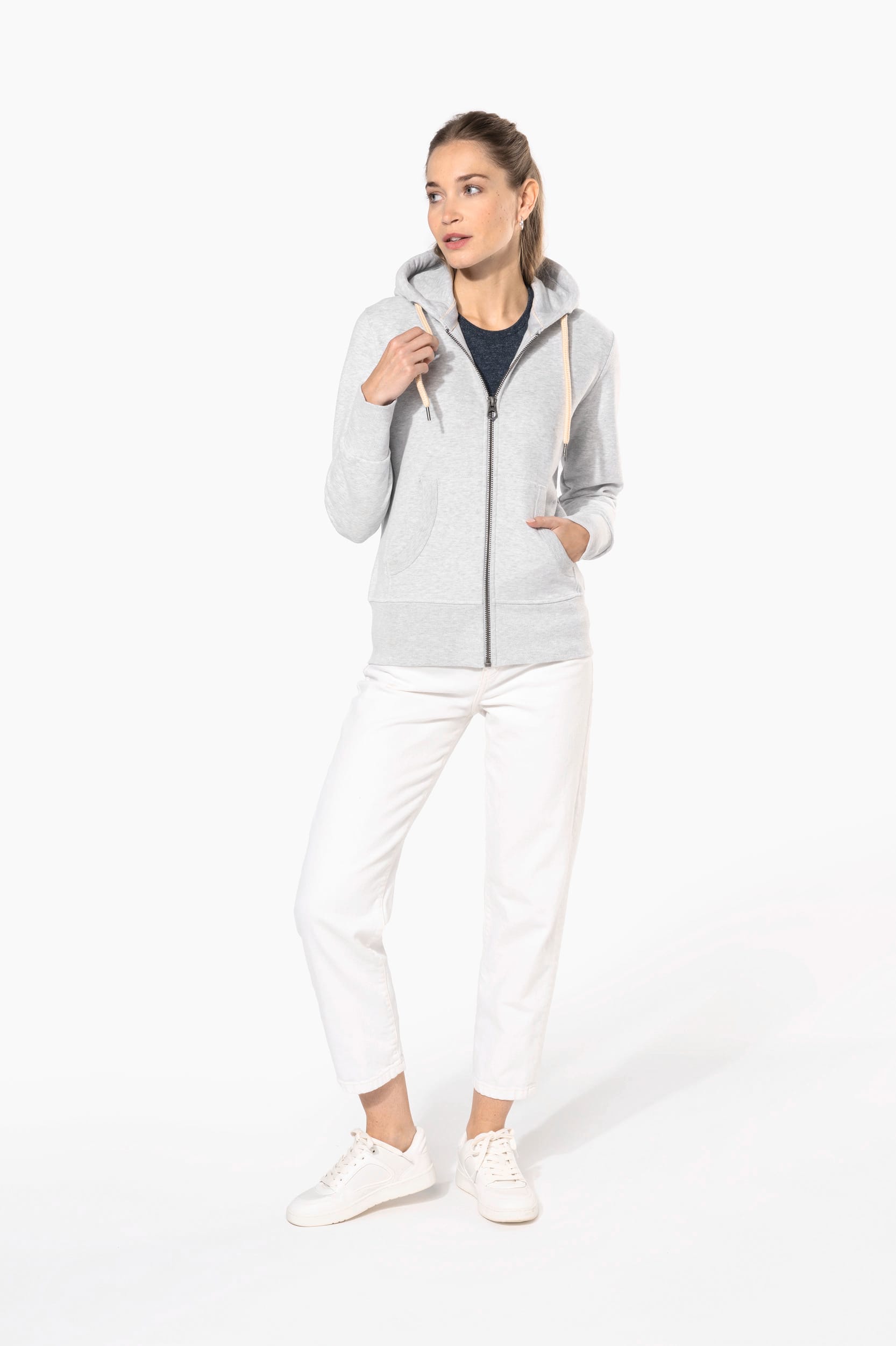 Sweat-shirt vintage zippé à capuche femme – Image 8891