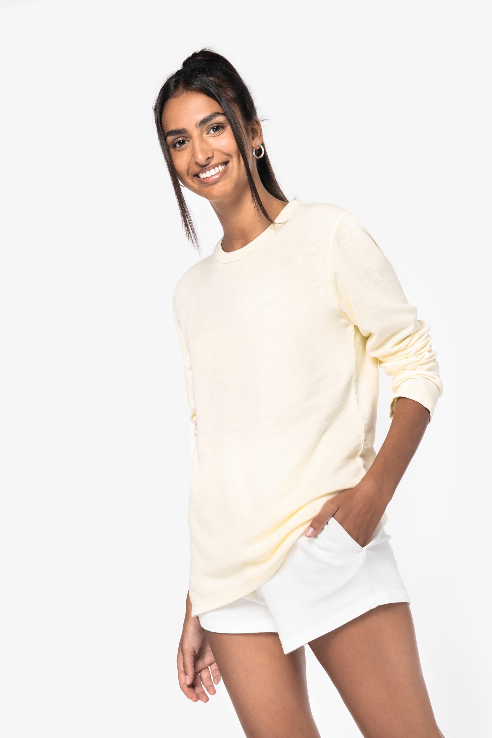 Sweat-shirt écoresponsable à col rond délavé French Terry unisexe – Image 598