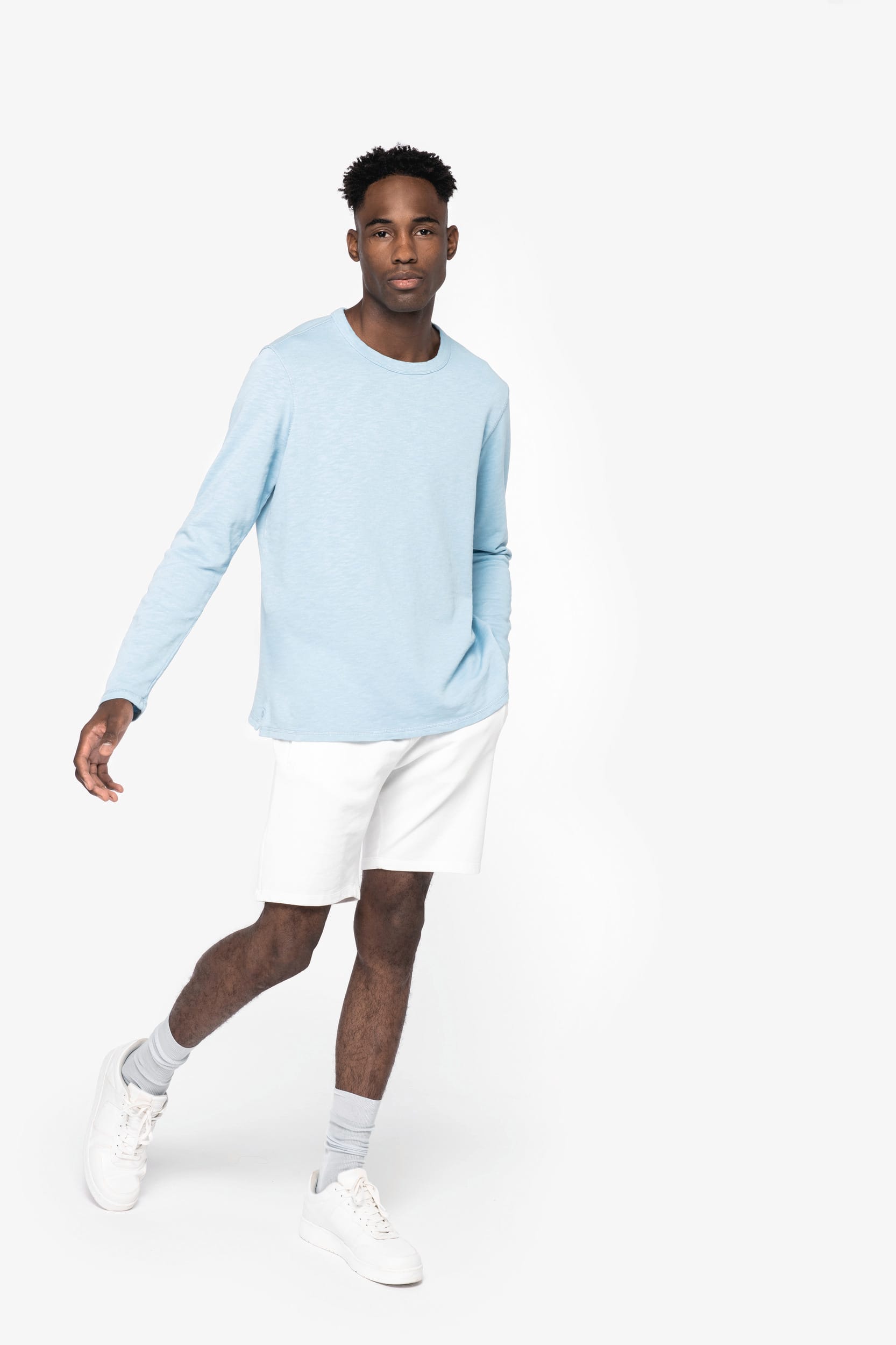 Sweat-shirt écoresponsable à col rond délavé French Terry unisexe – Image 597