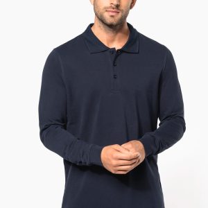 Polo piqué manches longues homme