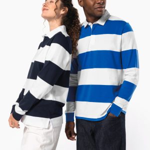 Polo rugby rayé manches longues unisexe