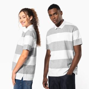 Polo rugby rayé manches courtes unisexe