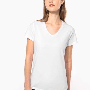 T-shirt col V manches courtes femme