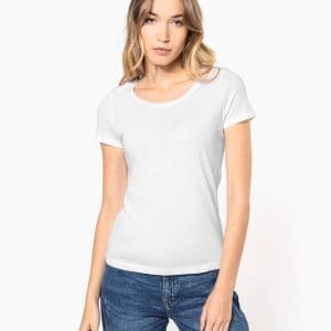 T-shirt Bio col à bords francs manches courtes femme
