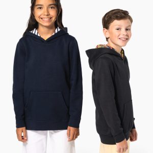 Sweat-shirt à capuche contrastée à motifs enfant unisexe