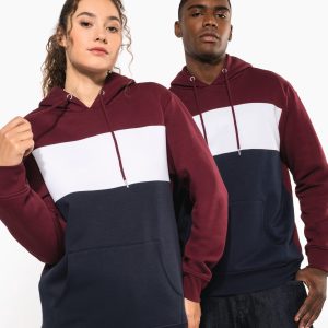Sweat-shirt tricolore à capuche unisexe