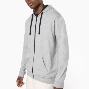 Sweat-shirt zippé capuche contrastée