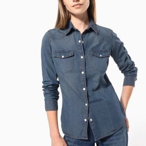 Chemise denim manches longues femme