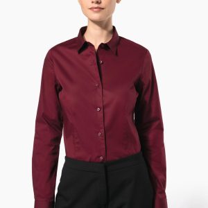 Chemise coton / élasthanne manches longues femme