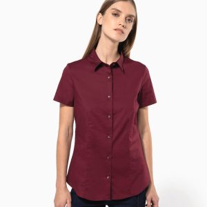 Chemise coton / élasthanne manches courtes femme