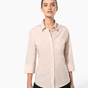Chemise popeline polycoton manches 3/4 entretien facile femme