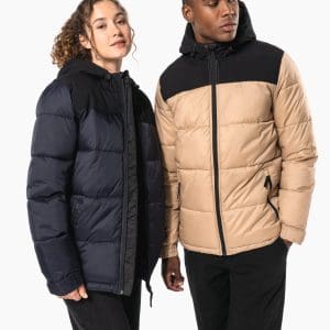 Parka matelassée à capuche bi-ton unisexe