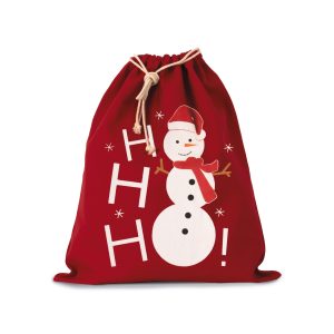 Sac coton à cordon motif bonhomme de neige