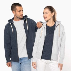 Sweat-shirt vintage zippé à capuche homme