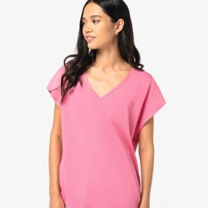 T-shirt écoresponsable loose à col V femme