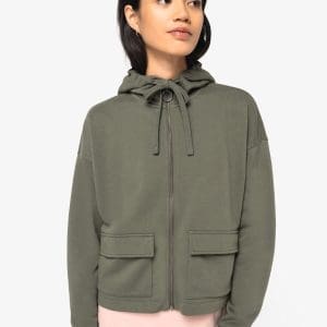 Sweat-shirt écoresponsable zippée à capuche French Terry femme
