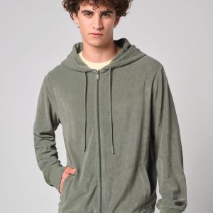Sweat-shirt écoresponsable en éponge zippé à capuche homme