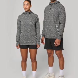 Sweat-shirt à capuche 1/4 zip sport unisexe