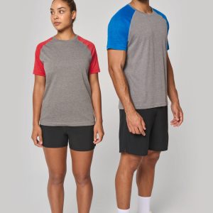 T-shirt triblend bicolore sport manches courtes unisexe