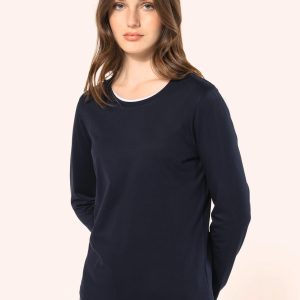 T-shirt Supima® col rond manches longues femme