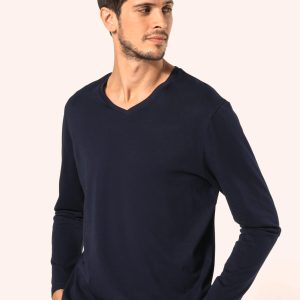T-shirt Supima® col V manches longues homme