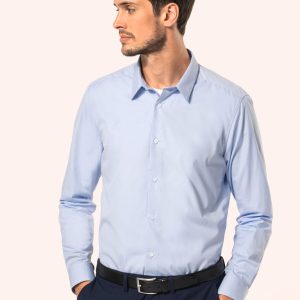 Chemise popeline manches longues homme