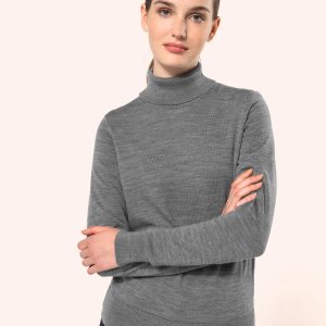 Pull Mérinos col roulé femme
