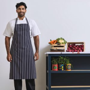 Tablier à bavette rayé