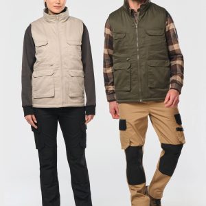 Gilet polycoton multipoches rembourré unisexe